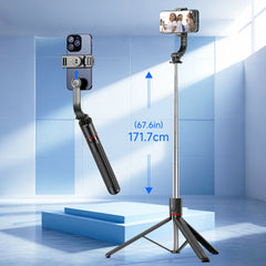 F15 with Wireless Remote 68 Inch Selfie Stick Phone Desktop Stand Tripod for Iphone Android Smartphone Shooting Vlog