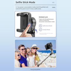 Gimbal Stabilizer for Smartphones,3-Axis Stabilizer Tracking Selfie Stick with Tripod