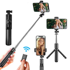 Portable Wireless Selfie Stick Extendable Tripod Stand With Bluetooth Remote for iPhone Android Vlog Live Streaming Bracket
