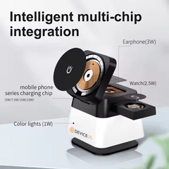 4 in 1 Foldable Wireless Charger Stand Magnetic Multifuncion Station With LED Night Light 15W Fast Charging