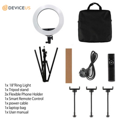 The 18 inch LED Ring Light With Adjustable Tripod Stand & wireless Remote