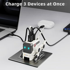 Deviceus 65W USB C Charger, Alpha65 Robot Fast GaN Charger Block, 3-Port Fast Power Adapter