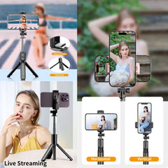 Portable Wireless Selfie Stick Extendable Tripod Stand With Bluetooth Remote for iPhone Android Vlog Live Streaming Bracket