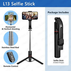 Wireless Selfie Stick for Smartphone, 44 Inch Tripod with Bluetooth Remote, Portables Foldable Stand for Vlog Shooting Record