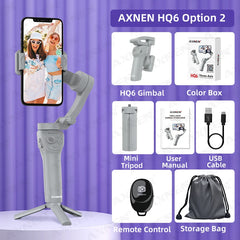 3 Axis Handheld Gimbal Stabilizer for Smartphone with Fill Light for iPhone Android Face Tracking Tiktok Vlog Smart Gimbals HQ6