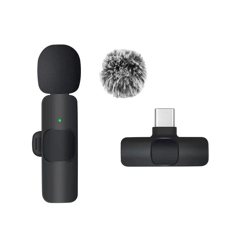 Basix Wireless Lavalier Microphone Audio Recording Mini Replaceable Windproof Wool Microphone for iPhone16 Shoot vlog YouTube