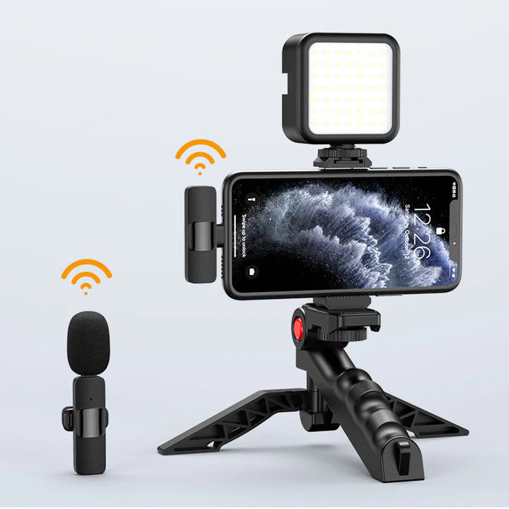All-in-One Creator Kit – Phone Tripod, Mic & Ring Light for Pro Videos!