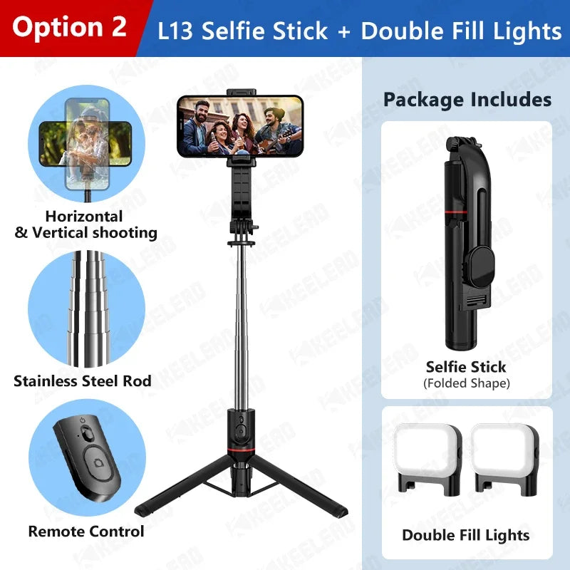 Wireless Selfie Stick for Smartphone, 44 Inch Tripod with Bluetooth Remote, Portables Foldable Stand for Vlog Shooting Record