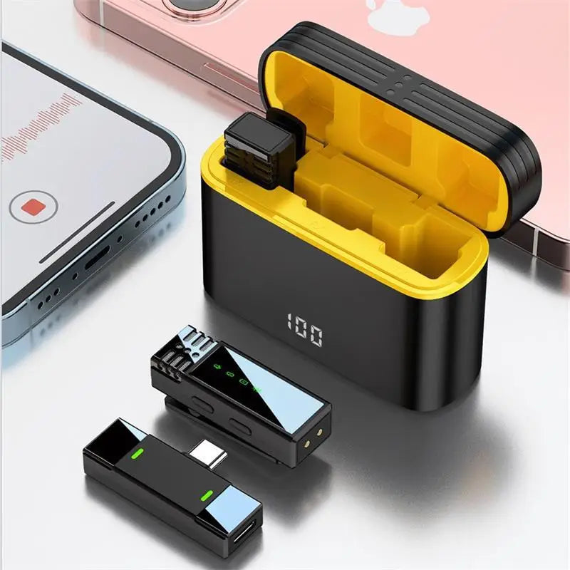 Wireless Lavalier Microphone Portable Audio Video Recording Noise Cancelling Mini Mic for Vlog Interview Live Streaming