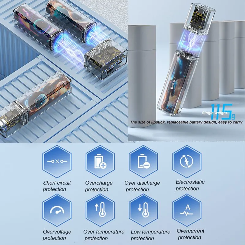 22.5W Transparent Magnetic Portable 21700 Lithium Cells Mobile Power Bank