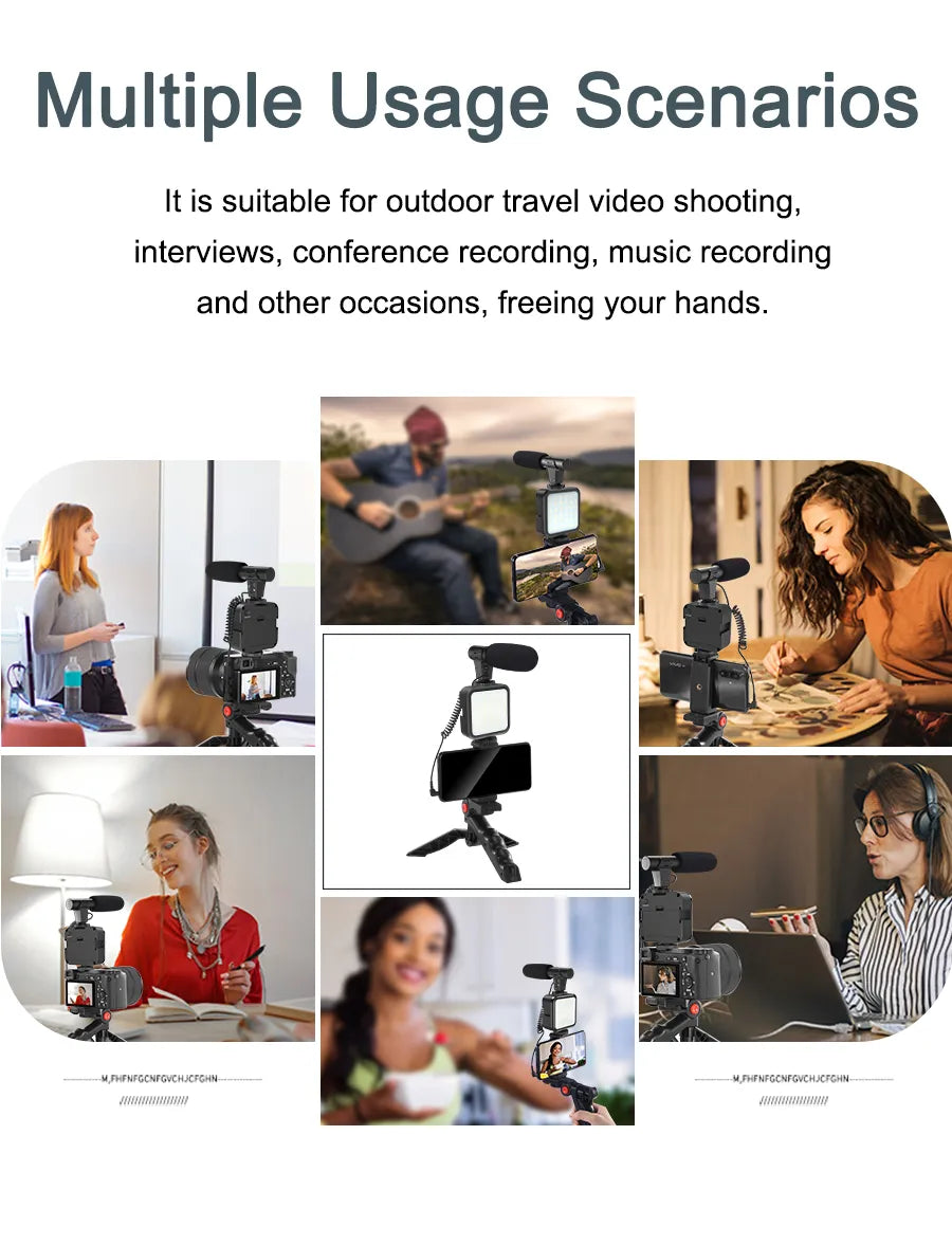 All-in-One Creator Kit – Phone Tripod, Mic & Ring Light for Pro Videos!