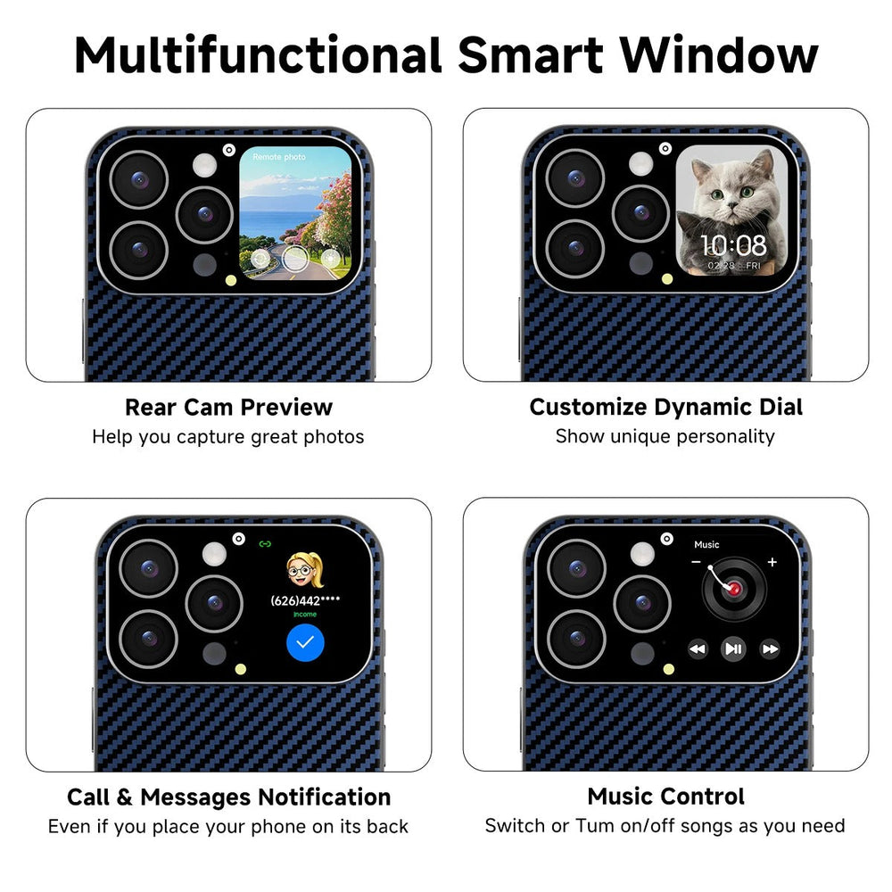 Smart Display iPhone Case with 1.83″ Screen – Selfie Preview & Custom Photo Display