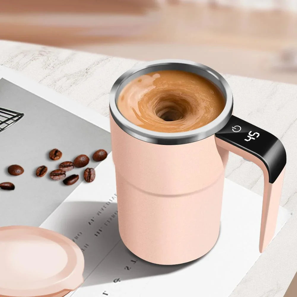 Automatic Stirring Coffee Mug with LED Temperature Display – Rechargeable Magnetic Mixer, 380ml