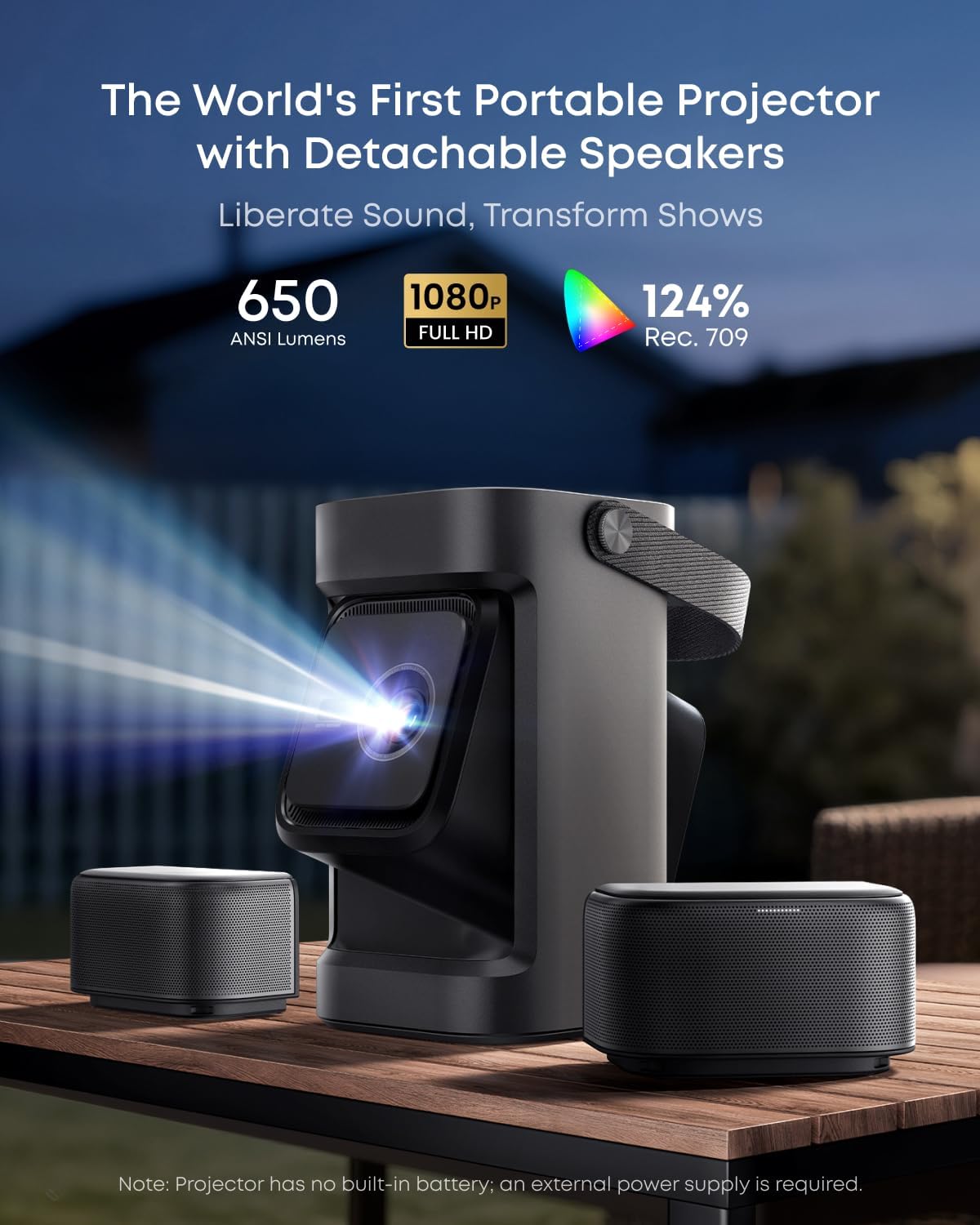 Deviceus Nebula P1 Portable GTV Projector with Detachable Speakers – 1080P Dolby Audio