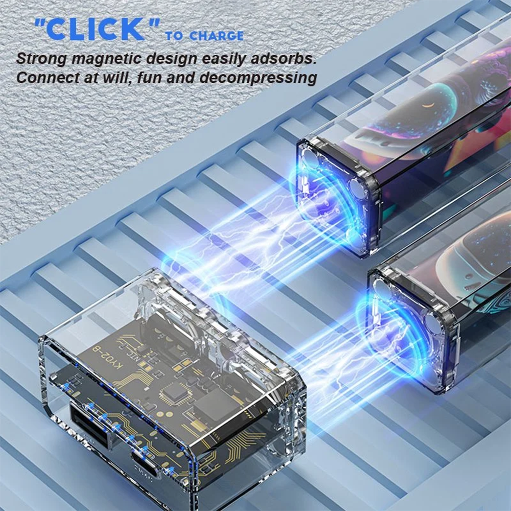 22.5W Transparent Magnetic Portable 21700 Lithium Cells Mobile Power Bank