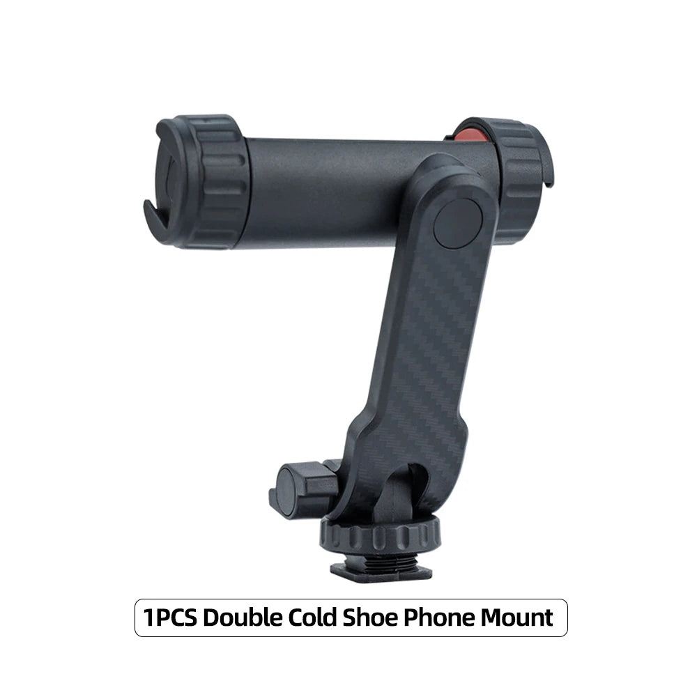 Camera Hot Shoe Phone Mount Holder 360° Rotatable Phone Tripod Mount with Cold Shoe Mounts for iPhone 16 Samsung Smartphone Vlog