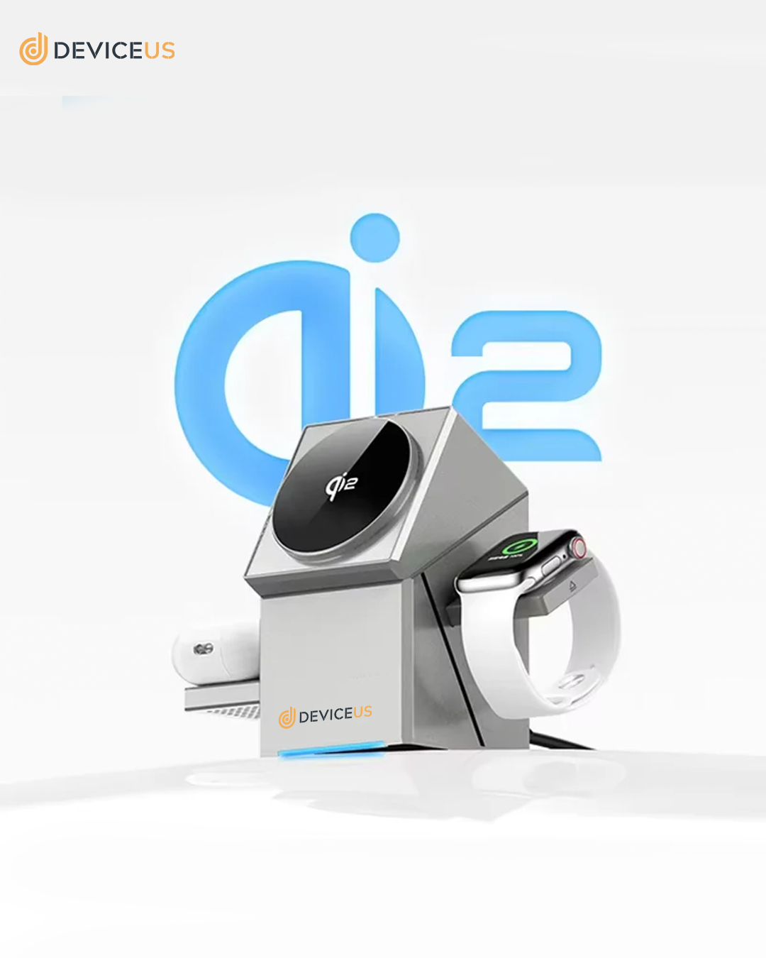 3-in-1 Wireless Charging Dock with Auto-Rotation | Fast Charging Station for iPhone, AirPods & Apple Watch