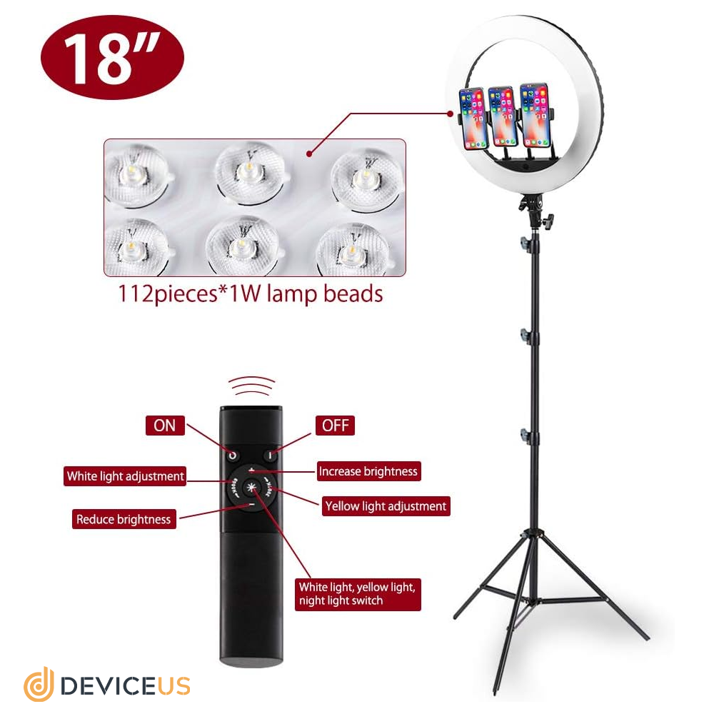 The 18 inch LED Ring Light With Adjustable Tripod Stand & wireless Remote