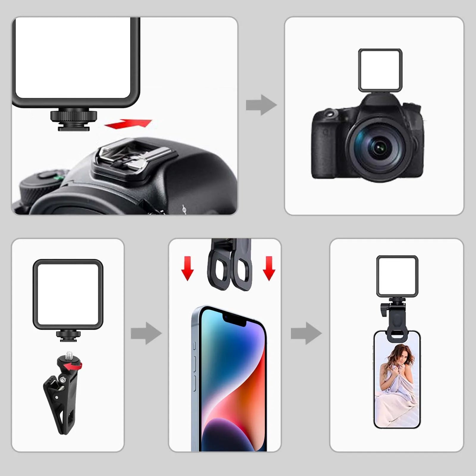 LED Video Light Portable Photography On-Camera 3000K-6000K Bi-Color lighting Cold Shoe for DSLR Camera Camcorder Gopro Vlog