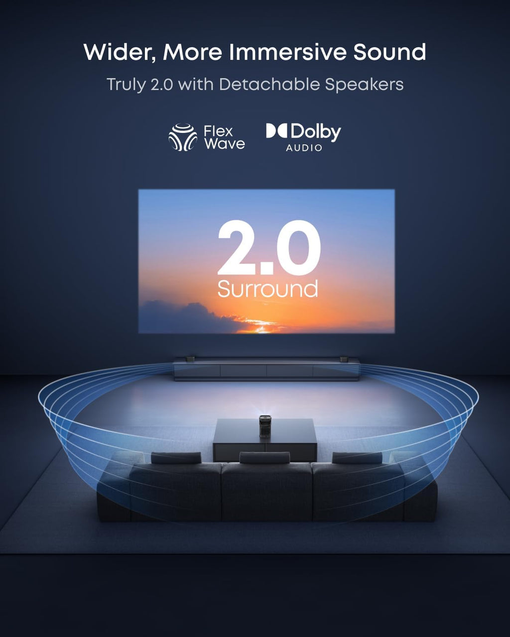 Deviceus Nebula P1 Portable GTV Projector with Detachable Speakers – 1080P Dolby Audio