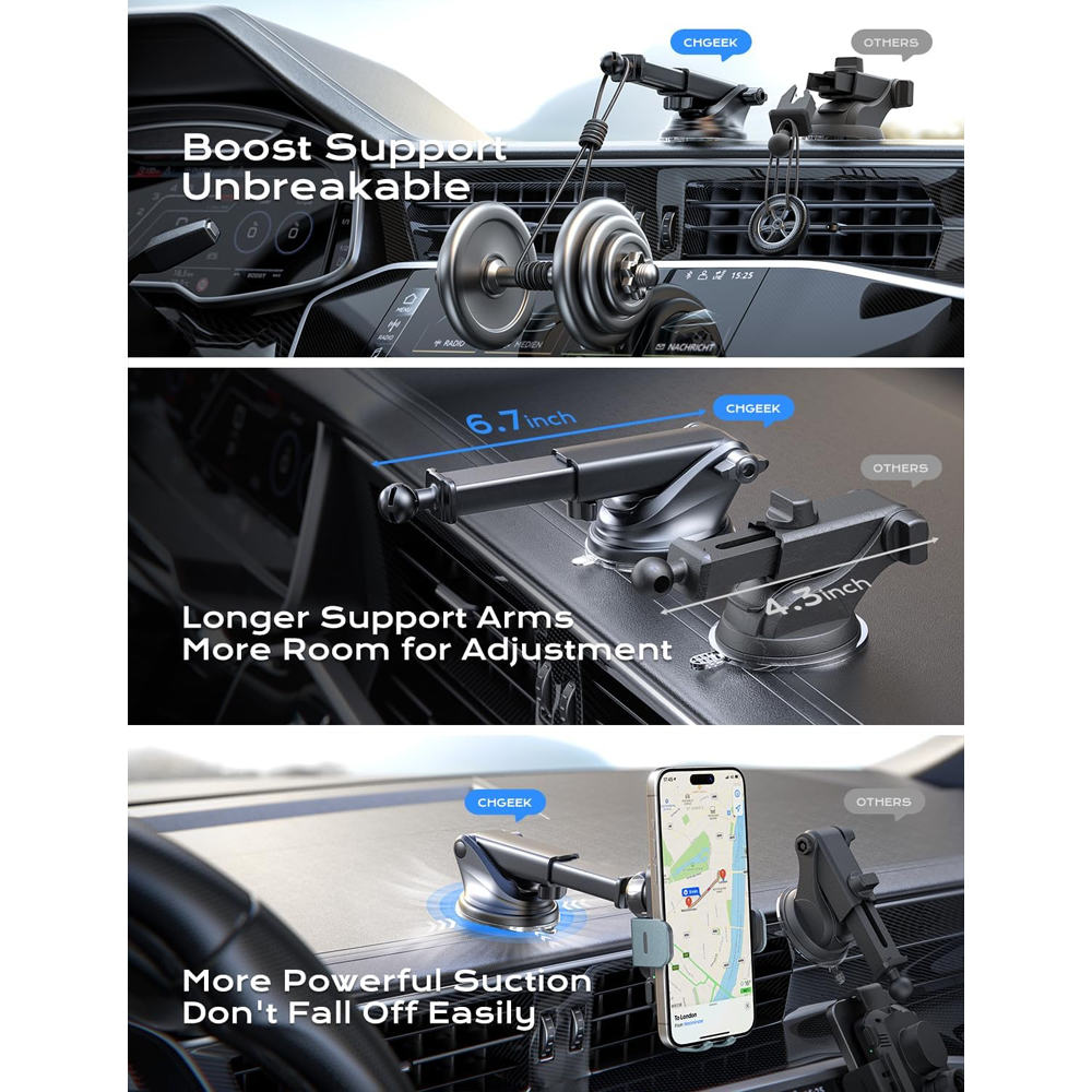 Wireless Car Charger, 15W Fast Charging Auto Clamping