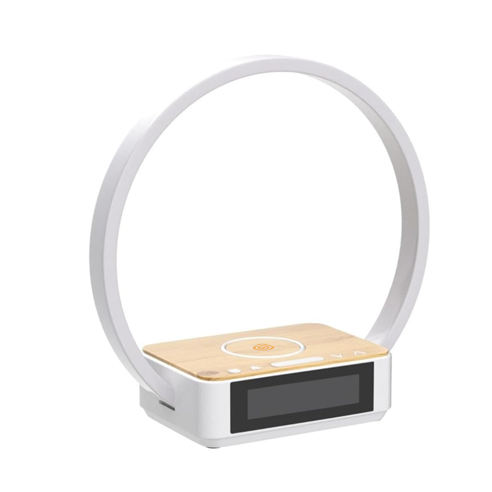 Bedside Table Lamp, Touch Lamp with Alarm Clock with Wireless Charging Wake-up Light