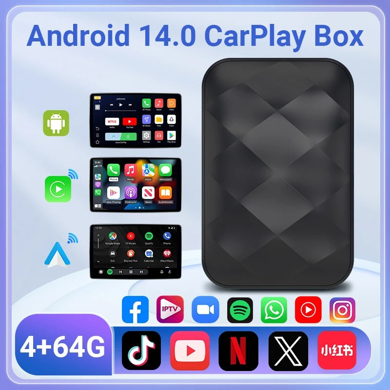 Deviceus 3-in-1 Wireless CarPlay & Android Auto AI Box (Android 14)