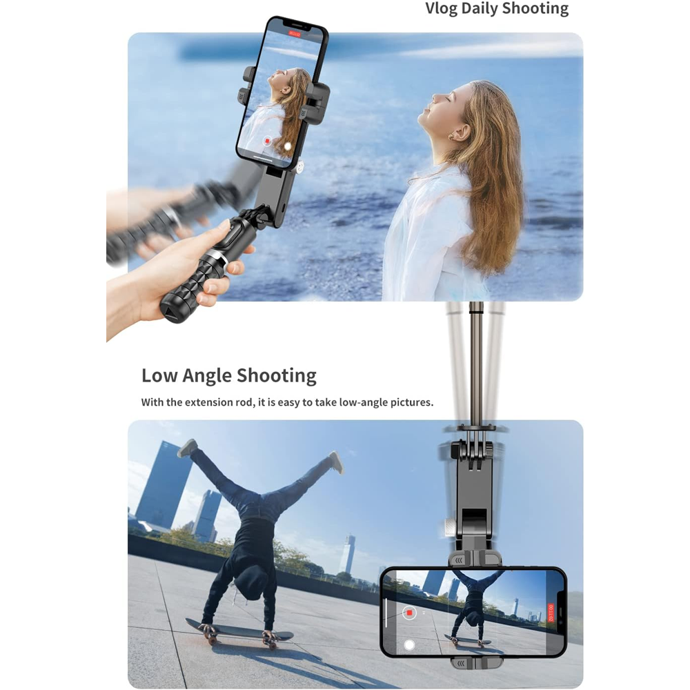 Gimbal Stabilizer for Smartphones,3-Axis Stabilizer Tracking Selfie Stick with Tripod
