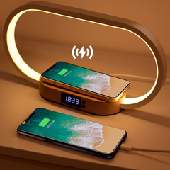 Bedside Lamps with Wireless Charger, Table Lamp with USB Port, Touch Lamp with Clock,