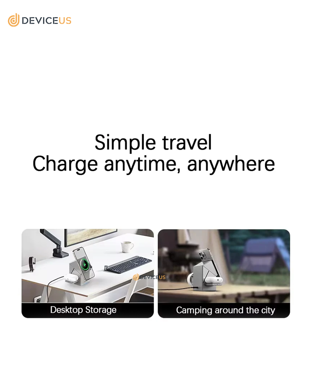 3-in-1 Wireless Charging Dock with Auto-Rotation | Fast Charging Station for iPhone, AirPods & Apple Watch