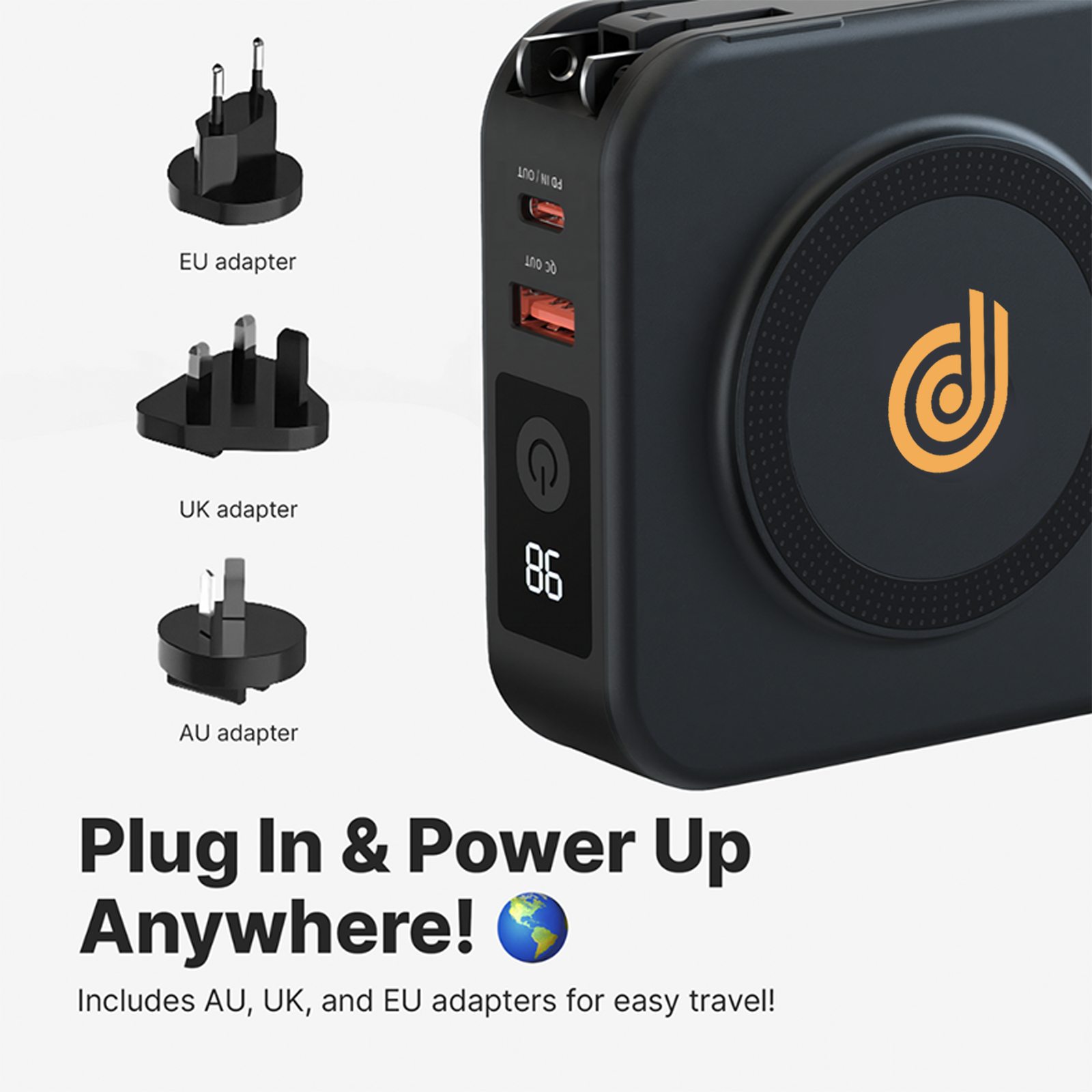 Powerpack Universal 5 in 1 Travel Power Bank - for Magsafe Battery Pack,10000mAh Power Bank with Built in Cable