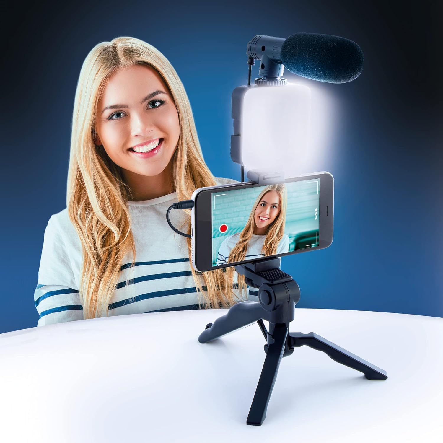 All-in-One Creator Kit – Phone Tripod, Mic & Ring Light for Pro Videos!