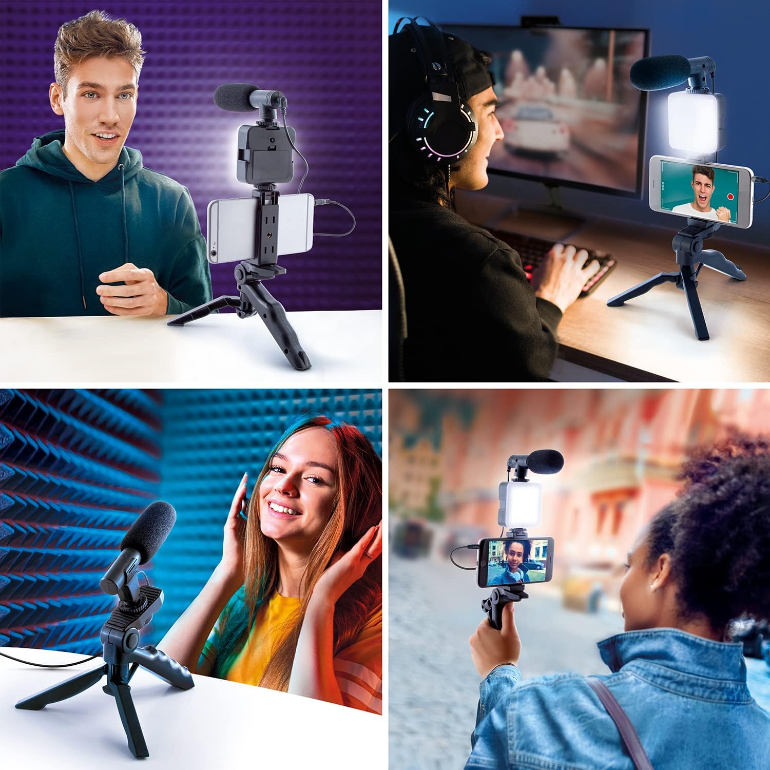 All-in-One Creator Kit – Phone Tripod, Mic & Ring Light for Pro Videos!