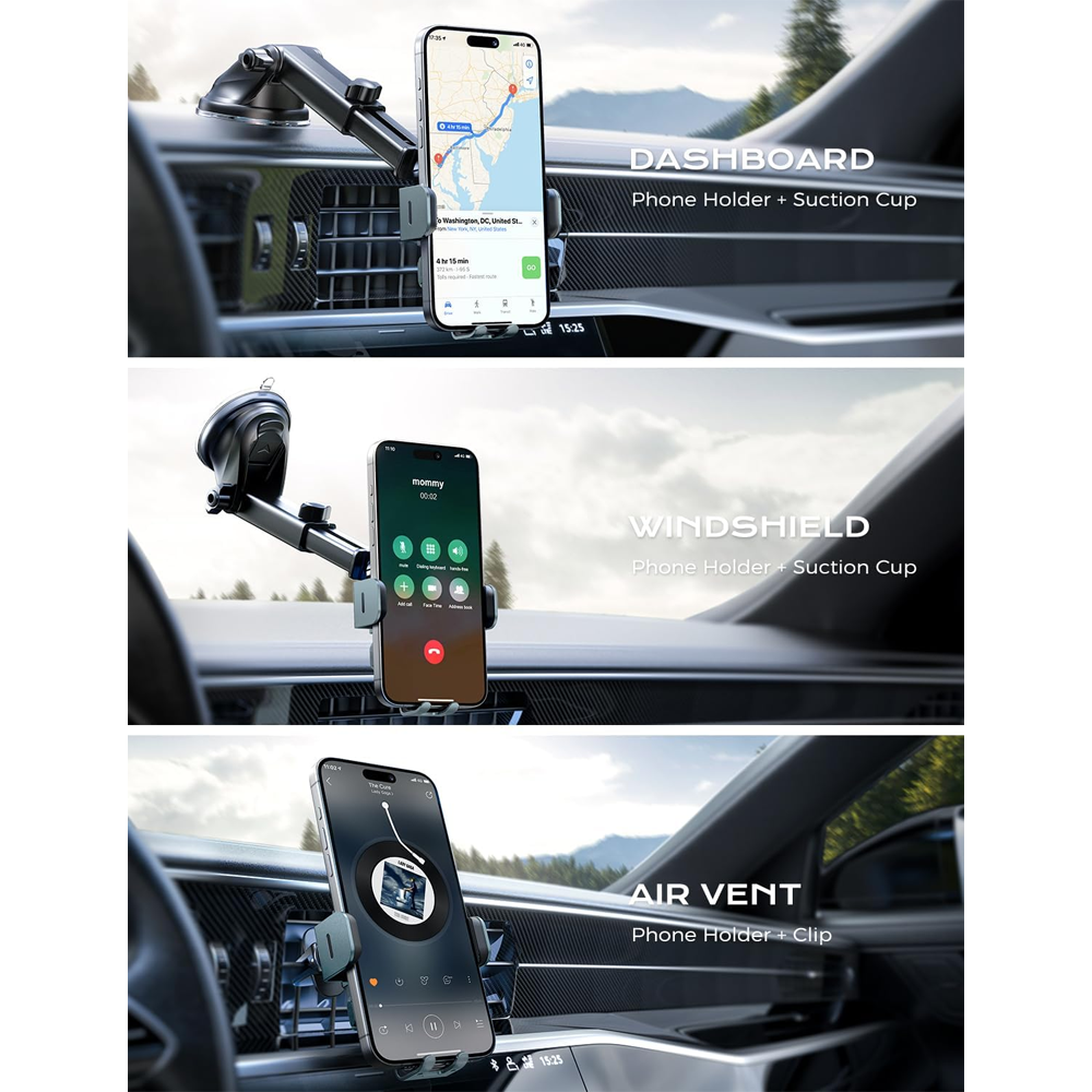 Wireless Car Charger, 15W Fast Charging Auto Clamping