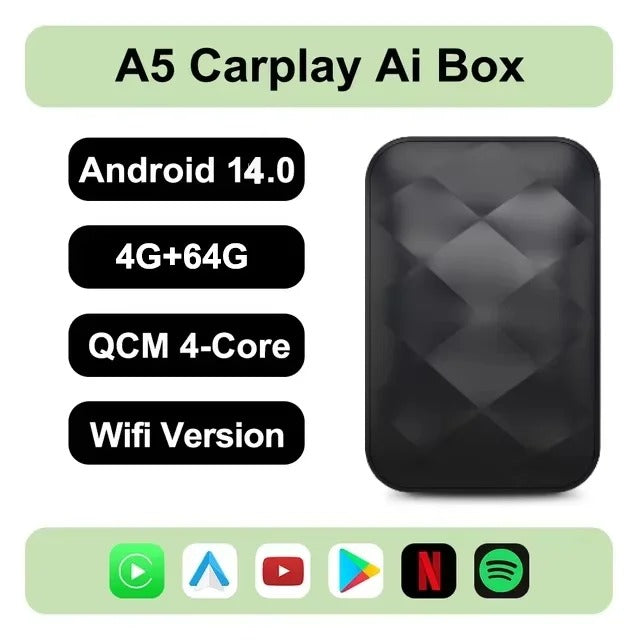 Deviceus 3-in-1 Wireless CarPlay & Android Auto AI Box (Android 14)