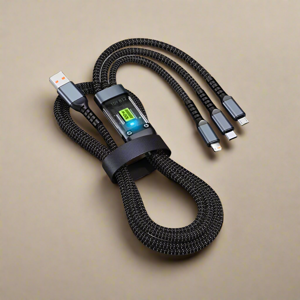 Luminous 3-in-1 Cable - 100W Fast-Charging with Digital Display