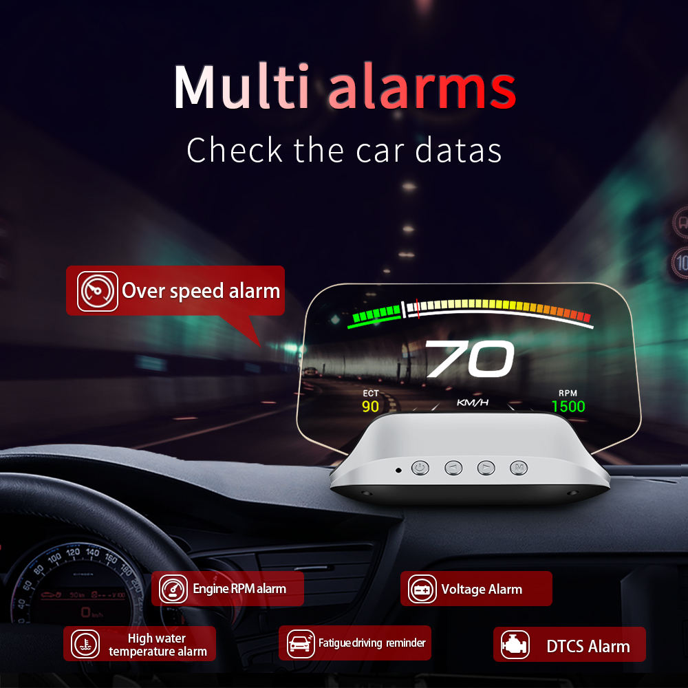 Deviceus C3 Smart Car HUD 2025 – LCD Head-Up Display with GPS, OBD2, and Safety Alerts