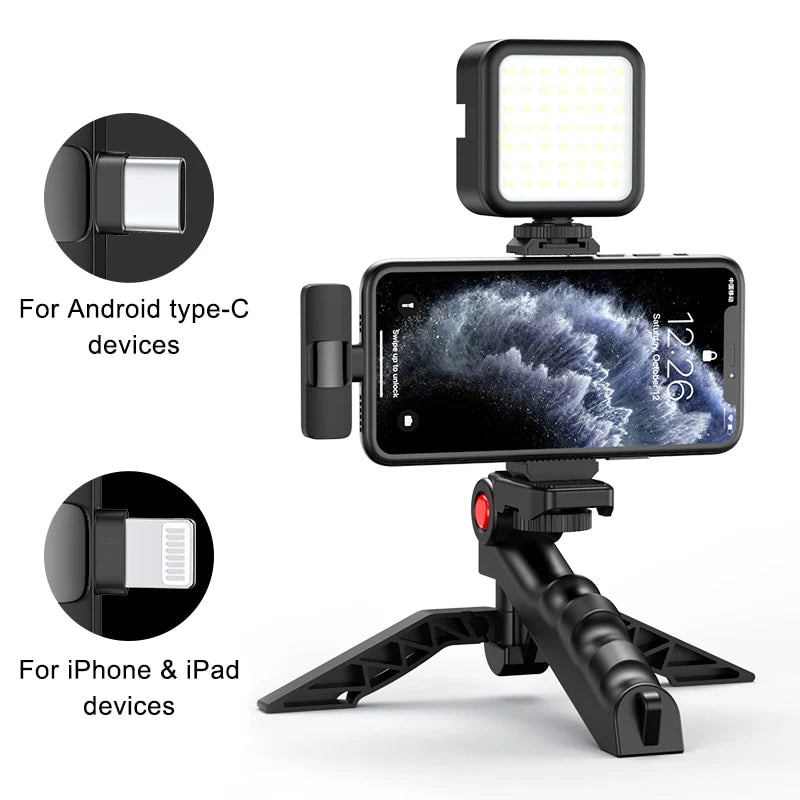 All-in-One Creator Kit – Phone Tripod, Mic & Ring Light for Pro Videos!