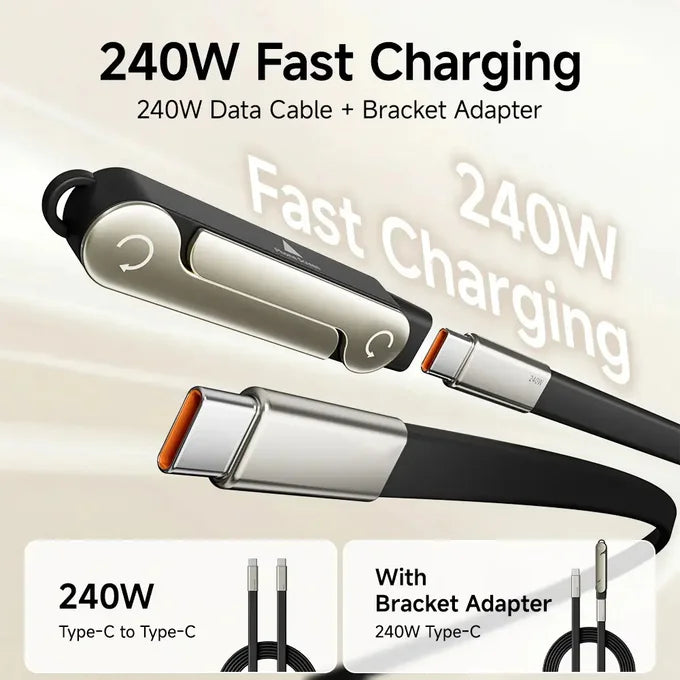 240W Fast Charging Type-C Cable with Phone Stand