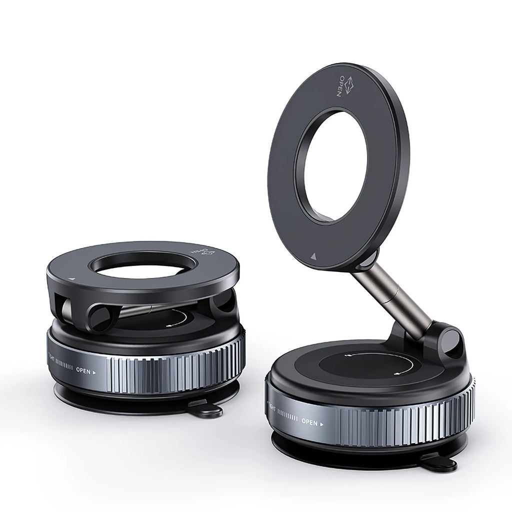 Strong Magnetic Car Phone Holder – Foldable, 360° Adjustable | Vacuum Mount for Car, Desk, Bathroom