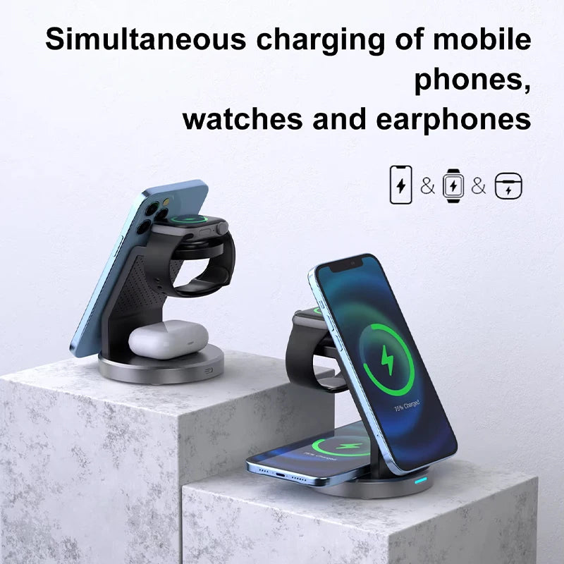 3-in-1 MagSafe Wireless Charging Station – Fast Charging Stand for iPhone, Apple Watch & AirPods