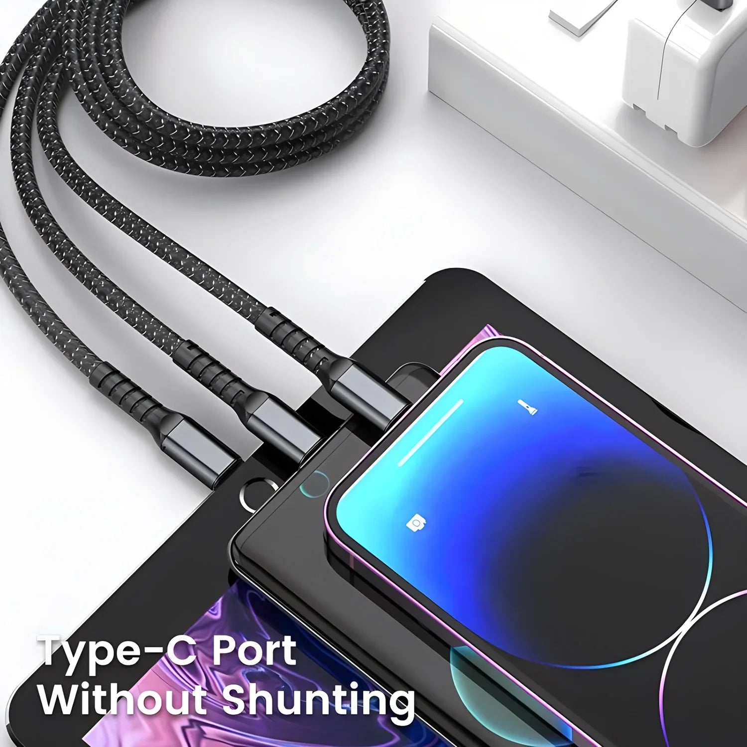 🎁Hot Sale 40% OFF⏳ Transparent  Luminous 3-in-1 Cable - 100W Fast-Charging