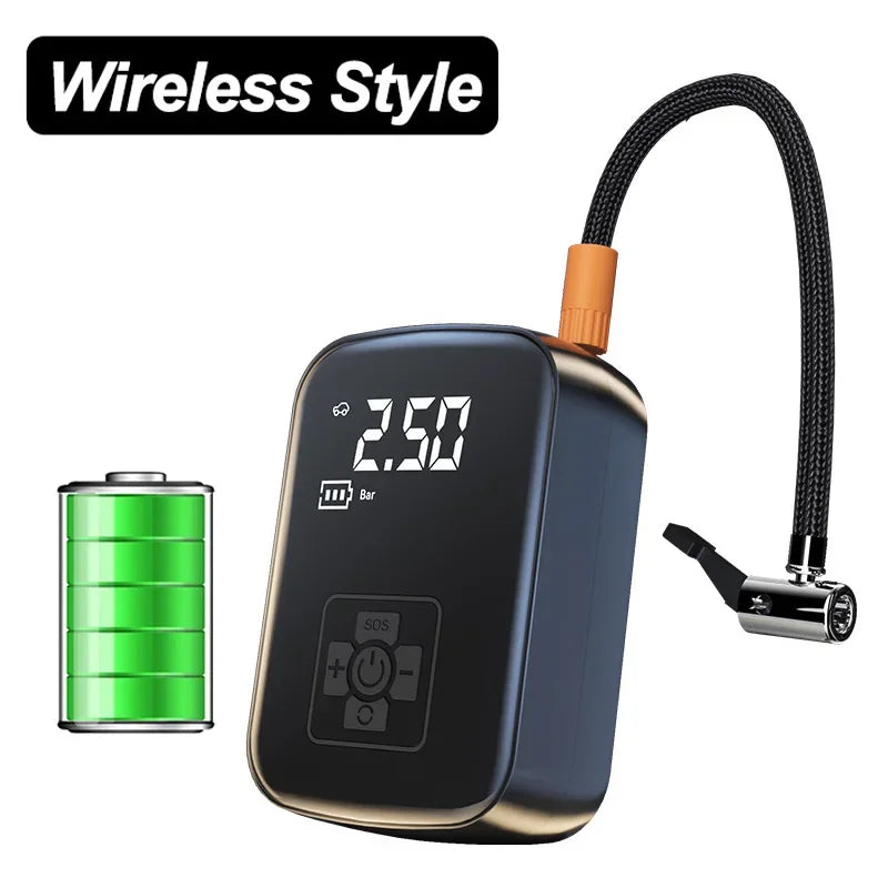 Multipurpose Electric Wireless Air Compressor For Car Tires, Motorcycles, Bicycle Etc.