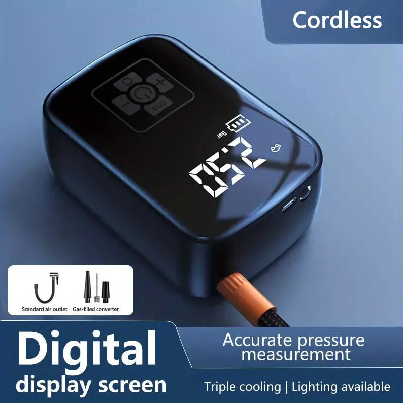 Multipurpose Electric Wireless Air Compressor For Car Tires, Motorcycles, Bicycle Etc.