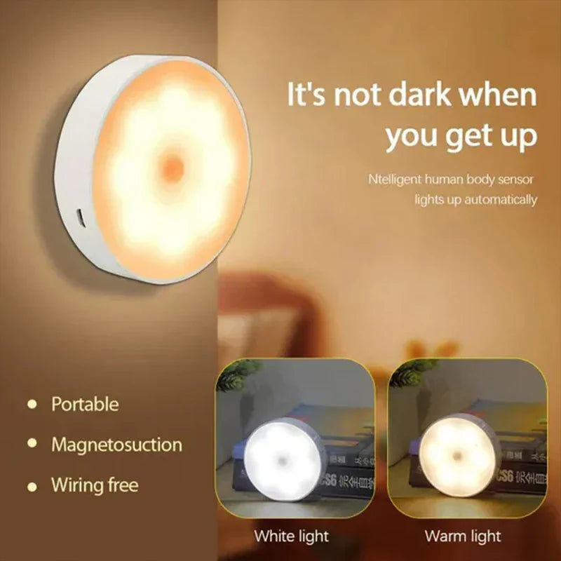 USB Rechargeable Motion Sensor LED Night Light - Wireless Lamp