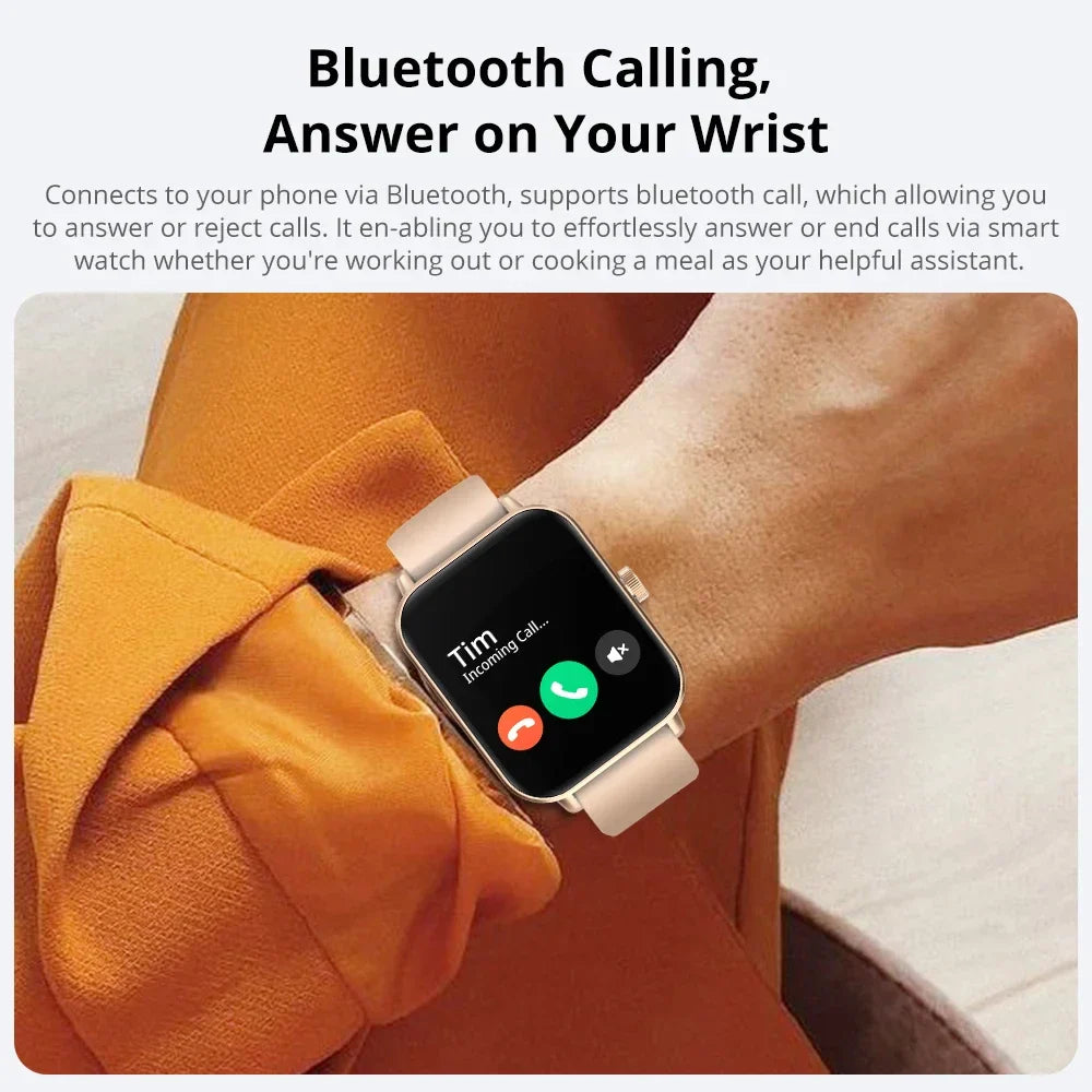 Unisex P71 Smartwatch with Voice Calling, Health Monitoring, IP68 Waterproof, Smart Notifications, and Voice Assistant