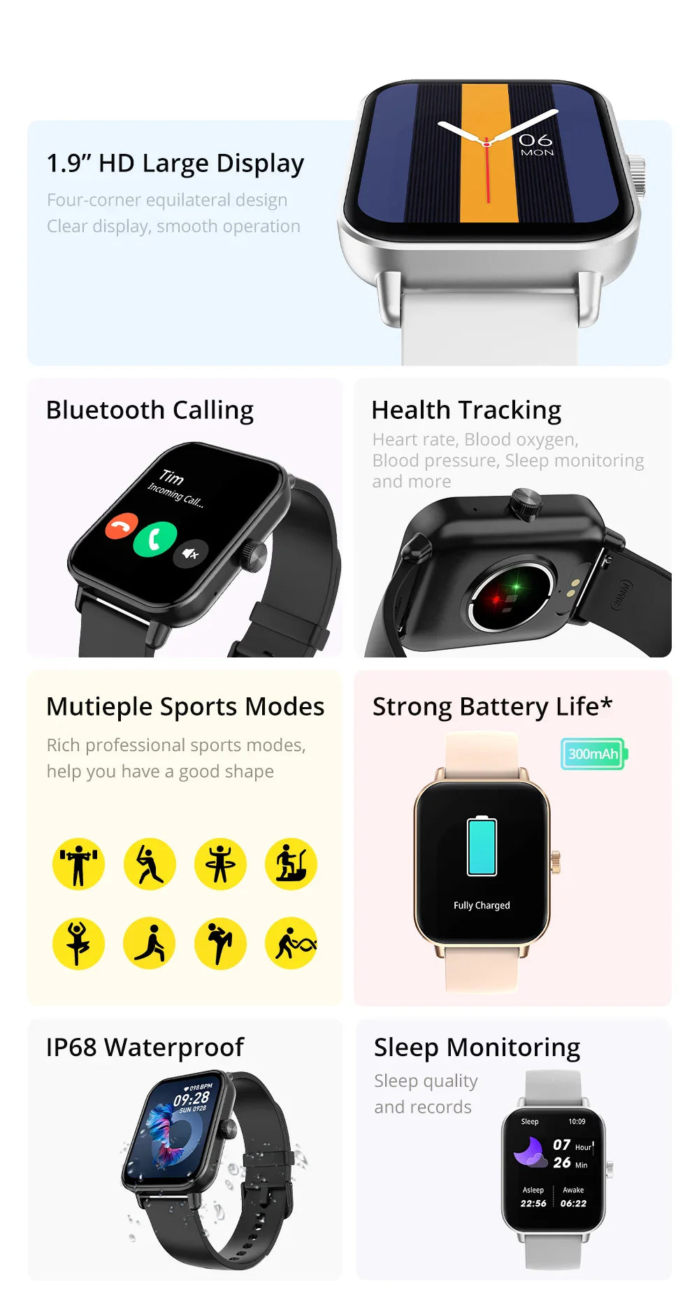Unisex P71 Smartwatch with Voice Calling, Health Monitoring, IP68 Waterproof, Smart Notifications, and Voice Assistant