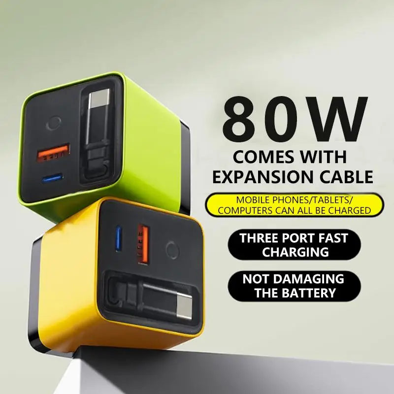 Charge Fast: 3-in-1 GaN 80W Scalable Charger