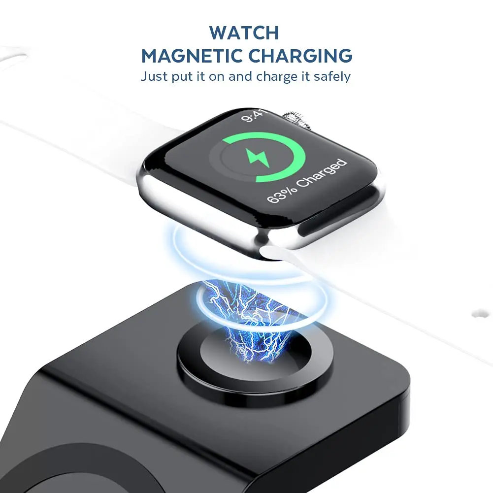 3-in-1 MagSafe Wireless Charging Station – Fast Charging Stand for iPhone, Apple Watch & AirPods