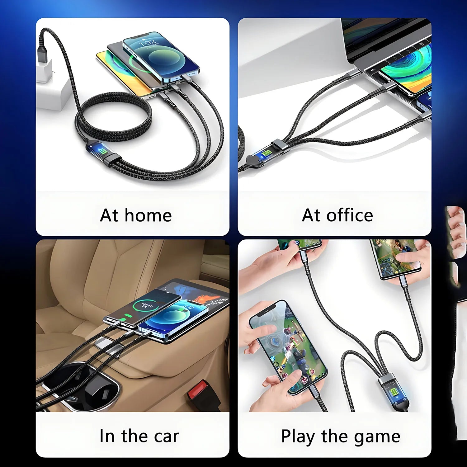 🎁Hot Sale 40% OFF⏳ Transparent  Luminous 3-in-1 Cable - 100W Fast-Charging